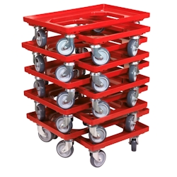 Logiplast 10 Stück Transportroller für Kisten 60 x 40 cm mit 4 Lenkrollen in Rot Image