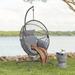 Dakota Fields Mulgrave Swing Chair w/ Stand in Gray | 82 H x 51.2 W x 51.2 D in | Wayfair 37F7B0EB13364229AAD0C7C9CDF0AB54