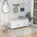 Red Barrel Studio® Upholstered Cabinet Storage Bench Linen/Solid + Manufactured Wood in White | 18.12 H x 43.56 W x 16.05 D in | Wayfair