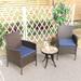 3-Piece Bistro Set, 1 Side Table and 2 Rattan Chairs