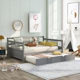 Twin/Full Size Daybed Wood Bed with Twin Size Trundle