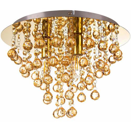 Etc-shop - Kristall Deckenleuchte gold Kristall Deckenlampe gold Kronenleuchter Deckenlampe
