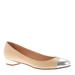 J. Crew Shoes | J.Crew's Janey Metallic Cap-Toe Flats Shoes Size 6 | Color: Silver/Tan | Size: 6