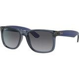 Ray-Ban Justin Sunglasses - Mens Grey Gradient Polarized Lenses Transparent Blue Frame 51 RB4165-6596T3-51