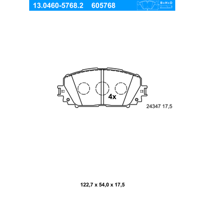 ATE Bremsbelagsatz, Scheibenbremse vorne rechts links für TOYOTA 04465-52270 13.0460-5768.2