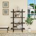 Leandro Black Walnut Adjustable Wood and Metal Display and Steel Etagere Bookcase - 56.7" H x 35.43" W x 12.5" D