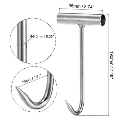 T-Handle Meat Boning Hook, Stainless Steel T Hook for Kitchen - Silver Tone