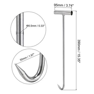 T-Handle Meat Boning Hook, Stainless Steel T Hooks for Kitchen - Silver Tone