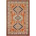 Traditional Geometric Oriental Kazak Area Rug Hand-knotted Wool Carpet - 4'0" x 5'11"