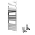 ELEGANT Heated Towel Rail Chrome Bathroom Ladder Radiator Rad Modern Flat Panel Designer Central Heating Towel Warmers 1600 x 500mm with Valves Chrome