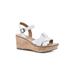 Women's White Mountain Simple Wedge Sandal by White Mountain in White Burnished Smooth (Size 10 M)