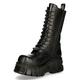 New Rock Boots M-MILI211C-C1 Unisex Military Metallic Black Lace Up 100% Leather Techno Biker 11