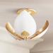 Lotus 19" Wide Gold Leaf and White Metal Ceiling Light