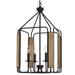 Kira Home Langston 28 4-Light Farmhouse Foyer Pendant Light, Smoked Birch Wood Style + Black Finish | 27.75 H x 14.5 W x 14.5 D in | Wayfair