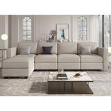 Latitude Run® Teangela 116.6" Upholstered L Shaped Modular Sectional 6-Pieces Sofa w/ Storage in Gray | 33.5 H x 58.3 W x 116.6 D in | Wayfair