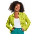 K Jordan Colored Jean Jacket (Size 5X) Limeade, Cotton,Spandex