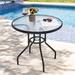 Latitude Run® Bistro Outdoor Table Glass/Metal in White | 28.5 H x 31.5 W x 31.5 D in | Wayfair 5C1B2C952D394694BD66578D2F12B2EF