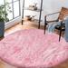 Pink 72 x 72 x 2.43 in Area Rug - Everly Quinn Light Area Rug, Shag Carpet For Girls Boys Room, Furry Rug For Baby Room, Fuzzy Rug For Dorm Nursery Room Polyester | Wayfair