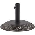 Pied de Parasol Socle 50 cm de Diamètre en Béton Marron Vieilli avec Ornements Décoratifs Idéal