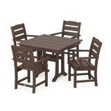 POLYWOOD® Lakeside 5-Piece Farmhouse Trestle Arm Chair Outdoor Dining Set Plastic | 37.63 W x 37.5 D in | Wayfair PWS638-1-MA