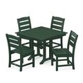 POLYWOOD® Lakeside 5-Piece Farmhouse Trestle Side Chair Outdoor Dining Set Plastic in Green | 37.63 W x 37.5 D in | Wayfair PWS637-1-GR