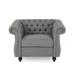 Chesterfield Chair - Rosdorf Park Emori Velvet 22" Chesterfield Chair Polyester in Gray | 28 H x 39.5 W x 33 D in | Wayfair