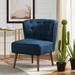 Side Chair - Wade Logan® Afzal 25.8" W Modern Tufted Polyester Accent Side Chair w/ Solid Wood Legs Polyester in Blue/Navy | Wayfair