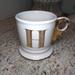 Anthropologie Dining | 3/$18 Anthropologie Cream & Gold "H" Initial Stoneware Coffee Mug | Color: Cream/Gold | Size: 3 7/8 Inches High