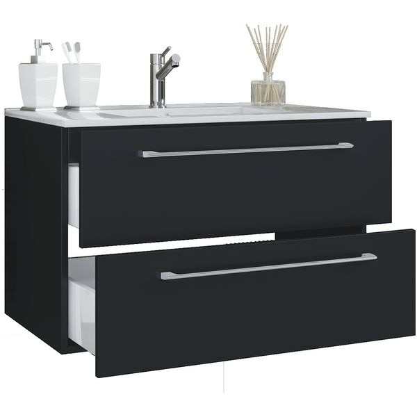 VCM Morgenthaler Waschtisch »Badinos« mit 2 Schüben 80 cm inkl. Waschbecken schwarz, 80x50x46 cm Image