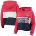 Women's '47 Heathered Red/Heathered Navy Washington Nationals Lizzy Cropped Pullover Hoodie