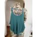 Free People Tops | Free People Teal Flow-Y Tank Top Size Med. | Color: Blue/Green/Red/Tan | Size: M