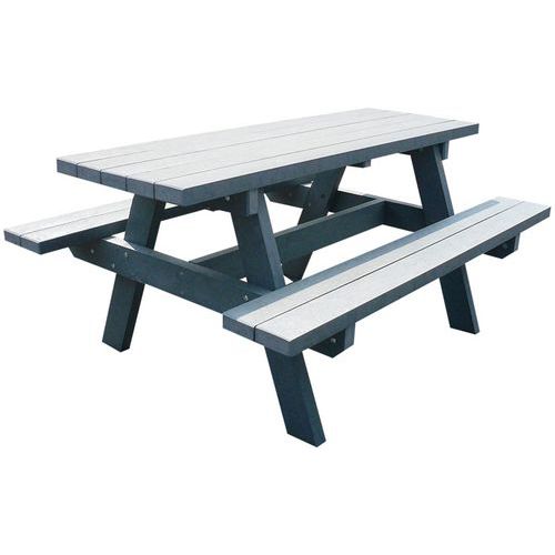 Table Bancs Parc Livrée Pré-monté Gris - À Poser - Manutan Expert