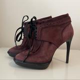 Burberry Shoes | Burberry Prorsum Burgundy Women Suede Heeled Booties | Color: Purple | Size: 7