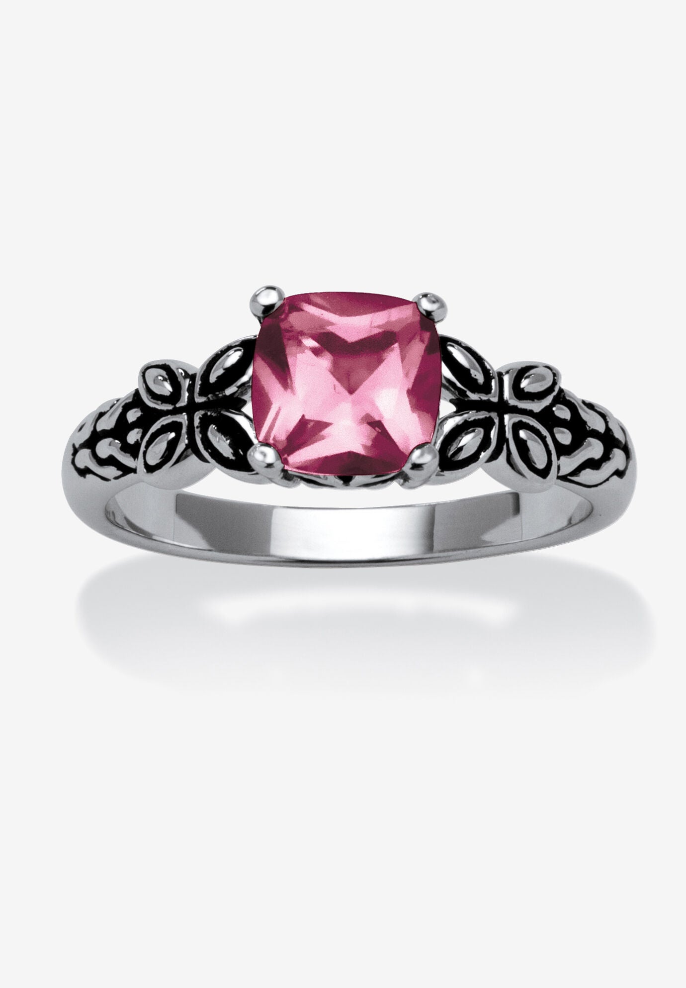 Women's Cushion-Cut Birthstone Ring In Sterling Silver by PalmBeach Jewelry in June (Size 6)