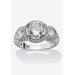 Women's Sterling Silver Cubic Zirconia Vintage Style 3-Stone Bridal Ring by PalmBeach Jewelry in Cubic Zirconia (Size 9)