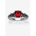 Women's Cushion-Cut Birthstone Ring In Sterling Silver by PalmBeach Jewelry in July (Size 10)