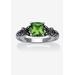 Women's Cushion-Cut Birthstone Ring In Sterling Silver by PalmBeach Jewelry in August (Size 8)