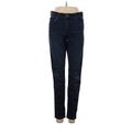 Express Jeans Jeans - Mid/Reg Rise Skinny Leg Denim: Blue Bottoms - Women's Size 4 - Dark Wash