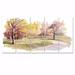 Design Art Park Road w/ Autumn Trees - Country Canvas Wall Art Print - 60X28 - 5 Panels Canvas in Green/Pink/Yellow | 28 H x 60 W x 1 D in | Wayfair