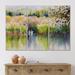 East Urban Home Two Swans in the Pond - 3 Piece Wrapped Canvas Painting Metal in Blue/Brown/Gray | 32 H x 48 W x 1 D in | Wayfair