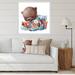 East Urban Home Cute Cartoon Teddy Bear w/ Little Hare I - Painting on Canvas in White | 36 H x 36 W x 1 D in | Wayfair