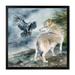 East Urban Home Wolf & A Raven On A Hill Under Falling Snow - Traditional Canvas Wall Art Print Canvas in White | 36 H x 36 W x 1 D in | Wayfair