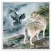 East Urban Home Wolf & A Raven On A Hill Under Falling Snow - Traditional Canvas Wall Art Print Canvas in Black/Green | 16 H x 16 W x 1 D in | Wayfair