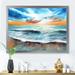 East Urban Home Sunset over the Sea w/ & Orange Sky - Print on Canvas in Blue | 12 H x 20 W x 1 D in | Wayfair 259F907CB0324ACBA3B0DDE3F5EA110E