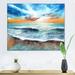 East Urban Home Sunset over the Sea w/ & Orange Sky - Print on Canvas Metal in Blue | 16 H x 32 W x 1 D in | Wayfair