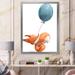 East Urban Home Cute Little Cartoon Fox Squirrel w/ Balloon - Painting on Canvas in Blue/Orange | 20 H x 12 W x 1 D in | Wayfair