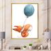 East Urban Home Cute Little Cartoon Fox Squirrel w/ Balloon - Painting on Canvas Metal in Blue/Orange | 32 H x 24 W x 1 D in | Wayfair