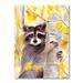 East Urban Home A Cute Racoon on a Birch Tree w/ Autumn Yellow I - Painting on Canvas Metal in Brown/Green/Yellow | 40 H x 30 W x 1.5 D in | Wayfair