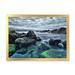 East Urban Home Sea Waves Impacting Rock on the Beach - Print on Canvas Metal in Gray | 24 H x 32 W x 1 D in | Wayfair