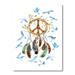 East Urban Home Ethnic Dream Catcher & Peace Sign - Painting on Canvas Metal in Blue/Brown | 32 H x 24 W x 1 D in | Wayfair